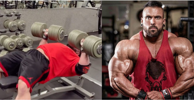 Luke Sandoe lifts 220 lbs dumbell press